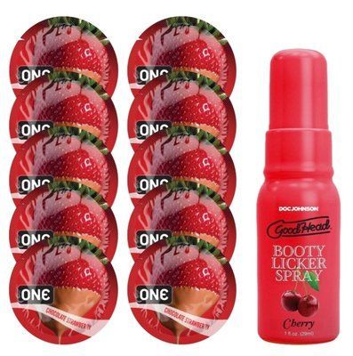 Комплект ONE Chocolate Strawberry 10 шт + Doc Johnson - Cherry 29 мл SOS13774 фото