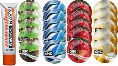 Набор из Swiss Navy Warming 10мл + ONE Mint Chocolate + ONE Mint + ONEChocolateStrawberry + ONEBanana SOS8603 фото