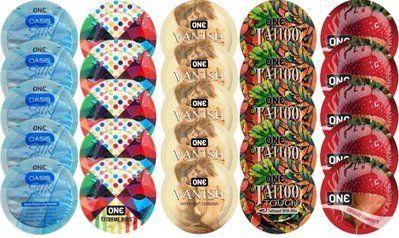 Набор с 25 шт One Oasis Silk + ONE Ribs + ONE Vanish + ONE Tattoo + ONE Chocolate Strawberry SOS8352 фото