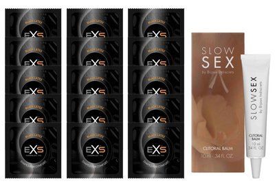 Комплект EXS Black Latex 15 шт + Bijoux Indiscrets Slow Sex Clitoral Balm SOS14673 фото