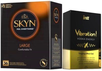Набір з SKYN Large (36 шт) + Рідкий вібратор Intt Vibration Vodka (15 мл) SOS9913 фото