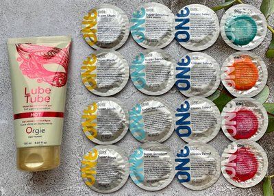 Набір з 16 шт ONE Super Studs, Super Sensitive, Classic, Color Sensations + лубрикант LUBE TUBE HOT, 150 мл ORGIE SOS2405 фото
