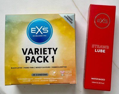 Набір EXS Mixed Variety Pack 1, 48 шт - Лубрикант EXS Strawberry Lube Water Based 100 мл SOS3205 фото