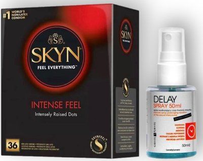 Набор из SKYN Intense Feel (36 шт) + Пролонгатор LOVELY LOVERS DELAY SPRAY 50 ML SOS8953 фото