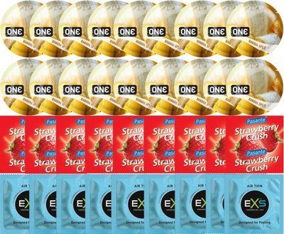 Набор 36 шт ONE Banana Split + Pasante Strawberry Crush + EXS Air Thin SOS7756 фото