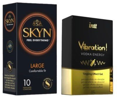 Набір з 10 шт SKYN Large + Рідкий вібратор Intt Vibration Vodka (15 мл) SOS10313 фото