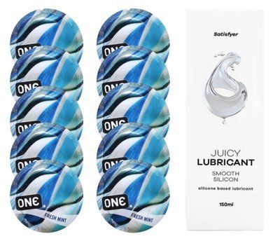 Набор: One Fresh Mint 10 шт. + Лубрикант Satisfyer Smooth Silicon 150 мл SOS12422 фото