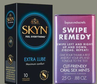 Набор Skyn ​​Extra Lube 10 штук + Мятные конфеты Bijoux Indiscrets Swipe Remedy &ndash; clitherapy oral sex mints SOS5271 фото