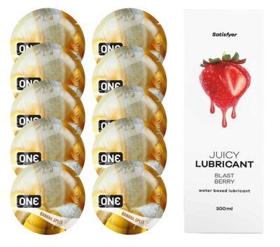 ONE Banana Split 10шт. + Лубрикант Satisfyer Blast Berry 300 мл SOS12473 фото
