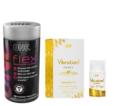 ONE Flex 10 шт.+ Рідкий вібратор Intt Vibration Honey (15 мл) SOS6430 фото
