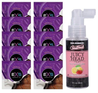 EXS Mixed Flavors Chocolate 10 шт + Doc Johnson &mdash; Juicy Head Pink Lemonade (59 мл) SOS14125 фото