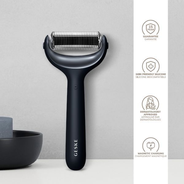 Електронний ролер для обличчя та тіла з мікроголками GESKE MicroNeedle Face&Body Roller 8в1 black HB0201 фото
