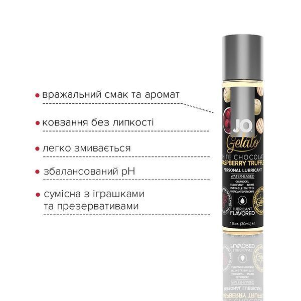 Смазка на водной основе System JO GELATO White Chocolate Raspberry (30 мл) без сахара и парабенов SO3505 фото