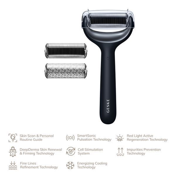 Електронний ролер для обличчя та тіла з мікроголками GESKE MicroNeedle Face&Body Roller 8в1 black HB0201 фото