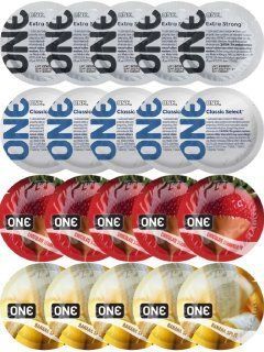 Набір з 20 шт ONE Extra strong + ONE Classic Select + ONE Chocolate Strawberry + ONE Banana Split SOS8203 фото