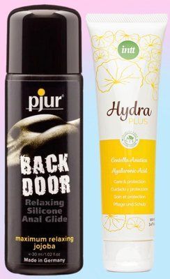 Набір лубрикантів pjur backdoor anal Relaxing jojoba silicone 30 мл + Intt Hydra Plus (100 мл) LB862 фото