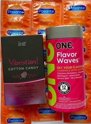 Набор 24 шт ONE Flavor Waves &ndash; Pasante Warming + Жидкий вибратор Intt Vibration Cotton Candy (15 мл) SOS1555 фото