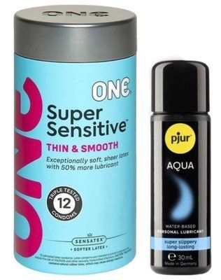 Набор ONE Super Sensitive Pack 12 шт. + Лубрикант Pjur Aqua 30 мл. SOS13025 фото