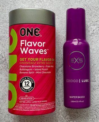 Комплект ONE Flavor Waves 12 шт - Лубрикант EXS Choco Lube 100 мл SOS2606 фото