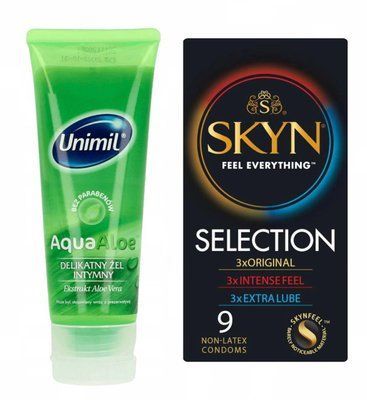 Набір Skyn Selection 9 шт та Лубрикант Unimil Aqua Aloe 80 мл SOS179 фото