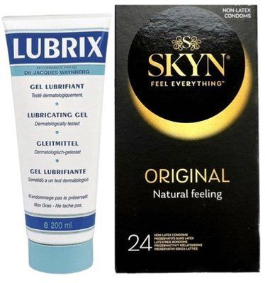 Набор из Лубриканта на водной основе Lubrix (200 мл) + SKYN ORIGINAL 24 шт SOS8804 фото