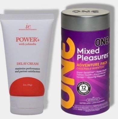 ONE Mixed Pleasures, 12 шт - Пролонгатор Doc Johnson Power Delay Cream For Men 56 г SOS6078 фото