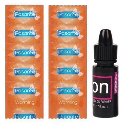 Комплект Pasante Warming 10 шт + Sensuva ON Arousal Oil for Her Original 5 мл SOS14276 фото