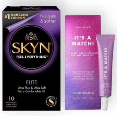 SKYN Elite 10 шт + Bijoux Indiscrets Clitherapy Liquid Vibrator &ndash; IT'S A MATCH SOS6909 фото