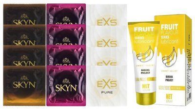Комплект: Лубрикант OLO Banana (120мл) +8 шт. SKYN+4 шт. EXS Pure SOS10466 фото