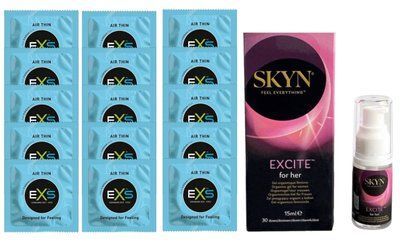 Комплект EXS Air Thin 15 шт + SKYN Excite Orgasmic Gel for Her, 15 мл SOS14807 фото