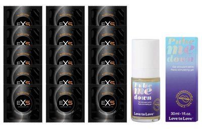 Комплект EXS Black Latex 15 шт + Love To Love Pulse Me Down Gel (30 мл) SOS14624 фото