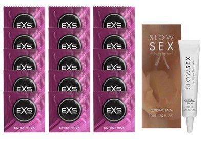 Комплект EXS Extra Thick 15 шт + Bijoux Indiscrets Slow Sex Clitoral Balm SOS14674 фото