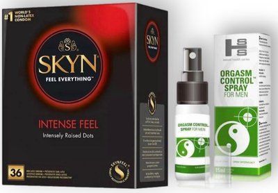 Набор из SKYN Intense Feel (36 шт) + Пролонгатор Orgasm Control Spray 15 мл SOS8954 фото