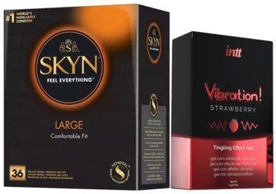 Набор из SKYN Large (36 шт) + Жидкий вибратор Intt Vibration Strawberry (15 мл) SOS9914 фото
