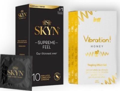Skyn Supreme Feel 10 шт + Intt Vibration Honey (15 мл) SOS7109 фото