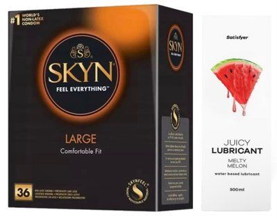 Комплект Лубрикант Satisfyer Juicy Melty Melon 300 мл + SKYN Large 36 шт SOS12925 фото