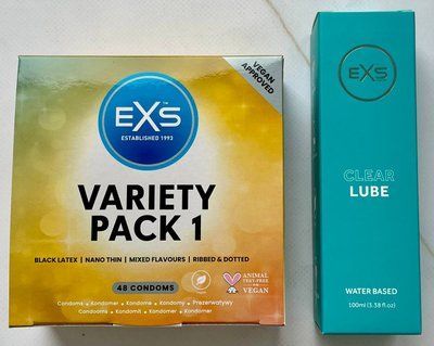 Набір EXS Mixed Variety Pack 1, 48 шт - Лубрикант EXS Clear Lube Water Based 100 мл SOS3206 фото