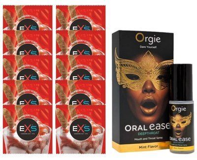 EXS STRAWBERRY SUNDAE 10 шт + Orgie &ndash; Oral Ease Deepthroat Mint (15 мл) SOS14076 фото