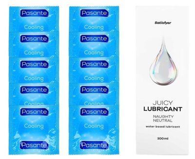 Комплект Pasante Cooling 10шт. + Лубрикант Satisfyer Juicy Lubricant Naughty Neutral 300 мл SOS11573 фото