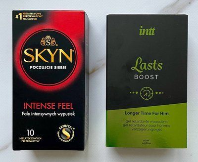Набір SKYN Intense Feel 10 шт - Пролонгатор для чоловіків Intt Lasts (15 мл) SOS2806 фото