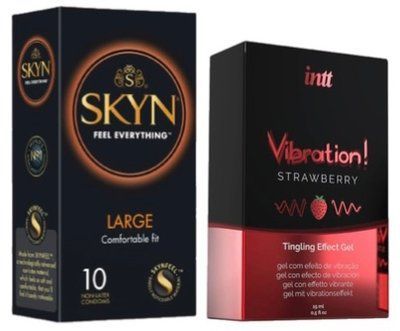 Набор из 10 шт SKYN Large + Жидкий вибратор Intt Vibration Strawberry (15 мл) SOS10314 фото