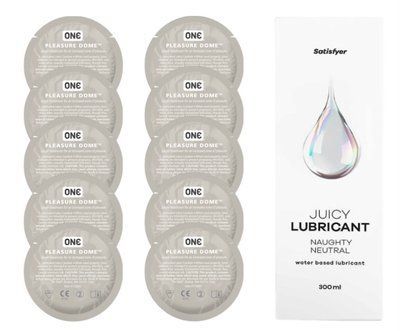 Комплект 𝐎𝐍𝐄 𝐃𝐨𝐦𝐞 10 шт. + Лубрикант Satisfyer Juicy Lubricant Naughty Neutral (300 мл) SOS12223 фото