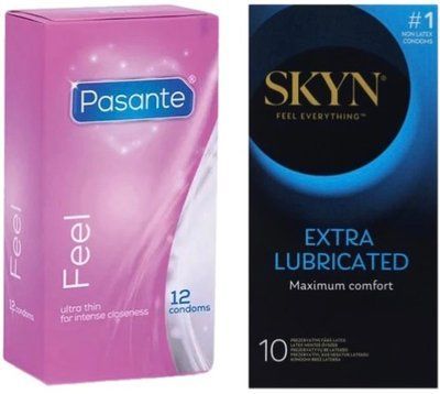 Набор с Skyn Exstra Lube 10 штук + Pasante Sensitive Feel (12 шт) SOS8056 фото