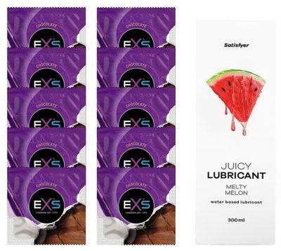 Комплект: з EXS Chocolate 10 шт + Лубрикант Satisfyer Juicy Melty Melon water based 300 мл SOS11318 фото