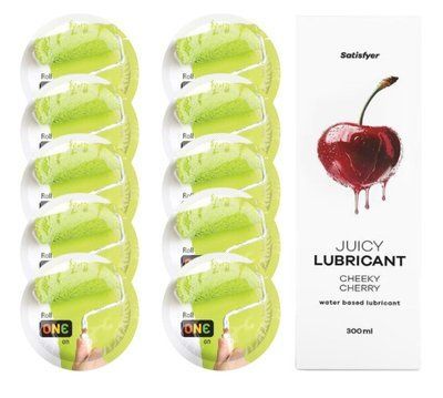 Комплект ONE Color 10 шт. + Лубрикант Satisfyer Juicy Lubricant Cheeky Cherry (300 мл) SOS12373 фото