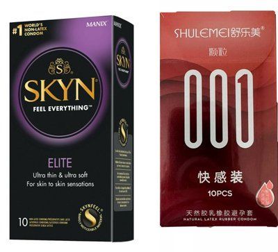 Набір : SKYN Elite 10 шт (ультратонкі) та Shulemei 001 Red 10 штук (більше змазки) SOS25 фото