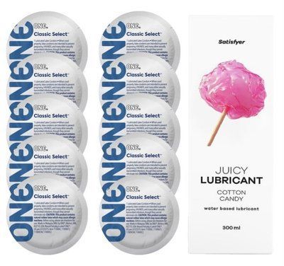 Комплект ONE Classic 10 шт. + Лубрикант Satisfyer Juicy Lubricant Cotton Candy (300 мл) SOS12323 фото