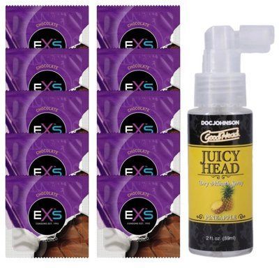 EXS Mixed Flavors Chocolate 10 шт + Doc Johnson &mdash; Juicy Head Spray Pineapple (59 мл) SOS14126 фото