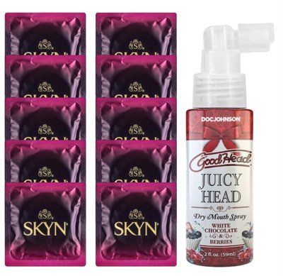 Комплект SKYN Cherry Sunrise 10 шт + Doc Johnson Juicy Head Spray White Chocolate & Berries (59 мл) SOS13675 фото