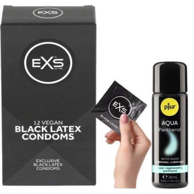 Комплект EXS Black Latex (12 шт) + Pjur Aqua Panthenol 30 мл SOS13575 фото